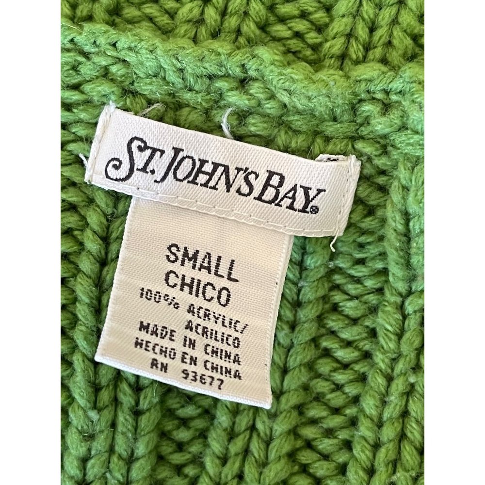St. John's Bay Green Long Sleeve Ribbed Cable Knit Zip Front Cardigan Sweater - Picture 13 of 13